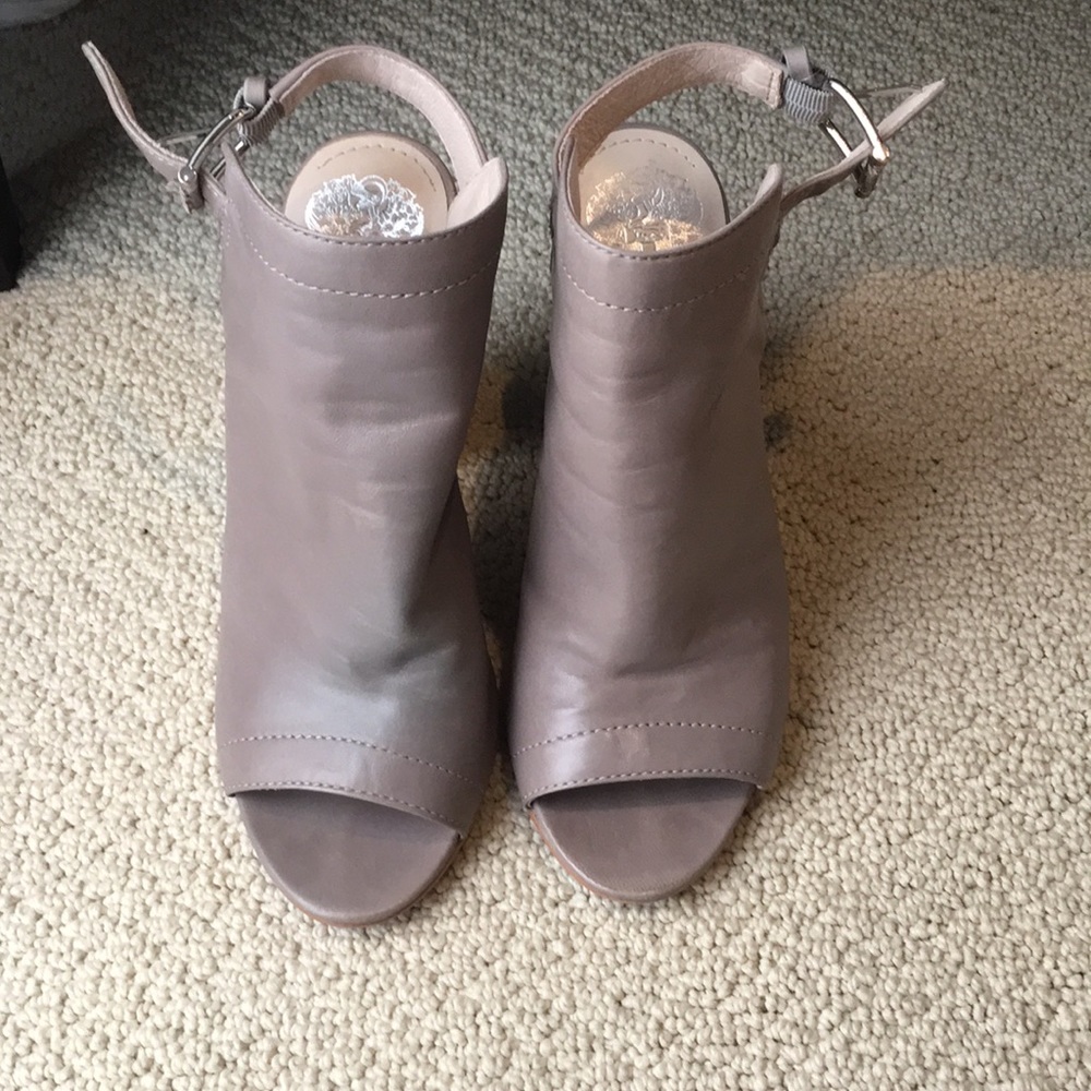 Vince Camuto open toed booties.